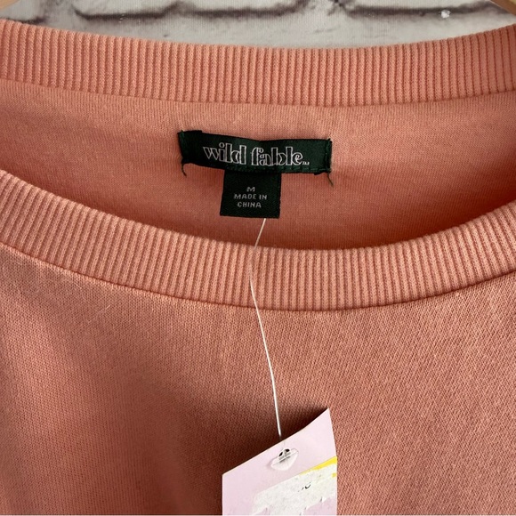 Wild Fable Coral Long Sleeve Cropped Bubble Sweatshirt - Picture 3 of 5